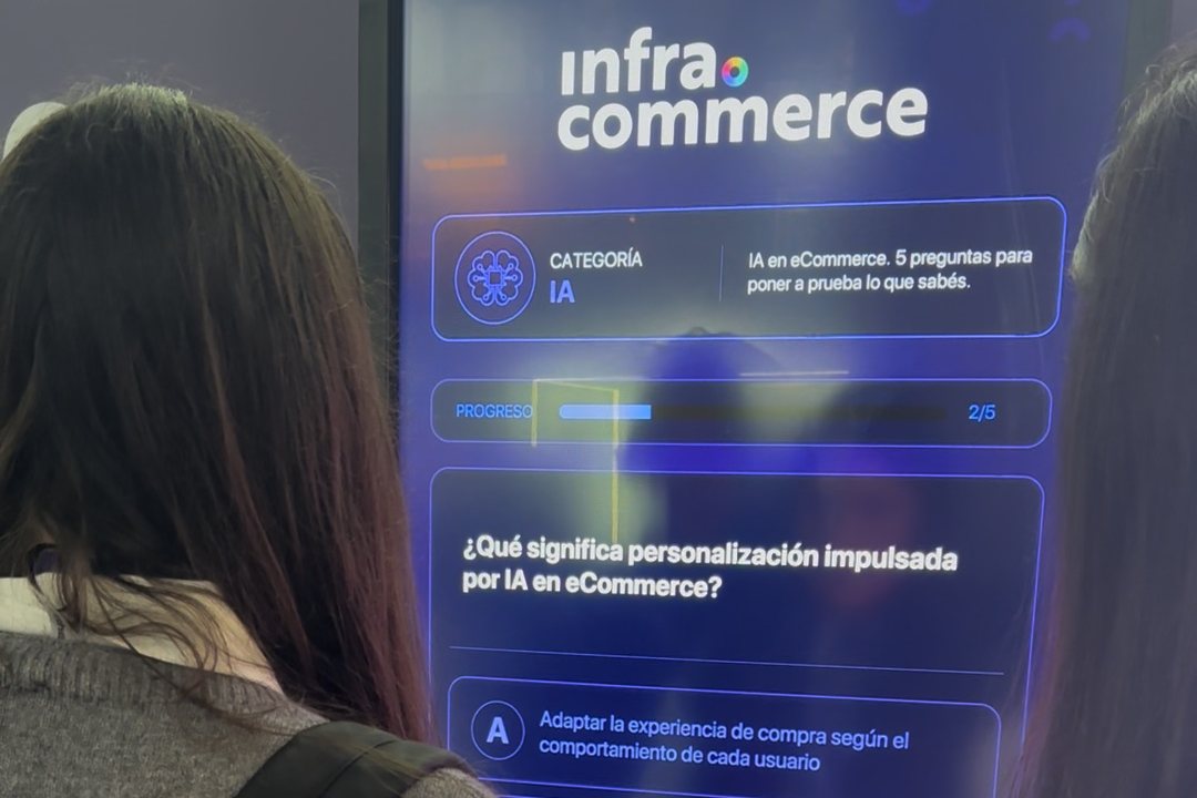Infracommerce — Infra Challenge, trivia de IA en eCommerce en pantalla touch de 46 pulgadas